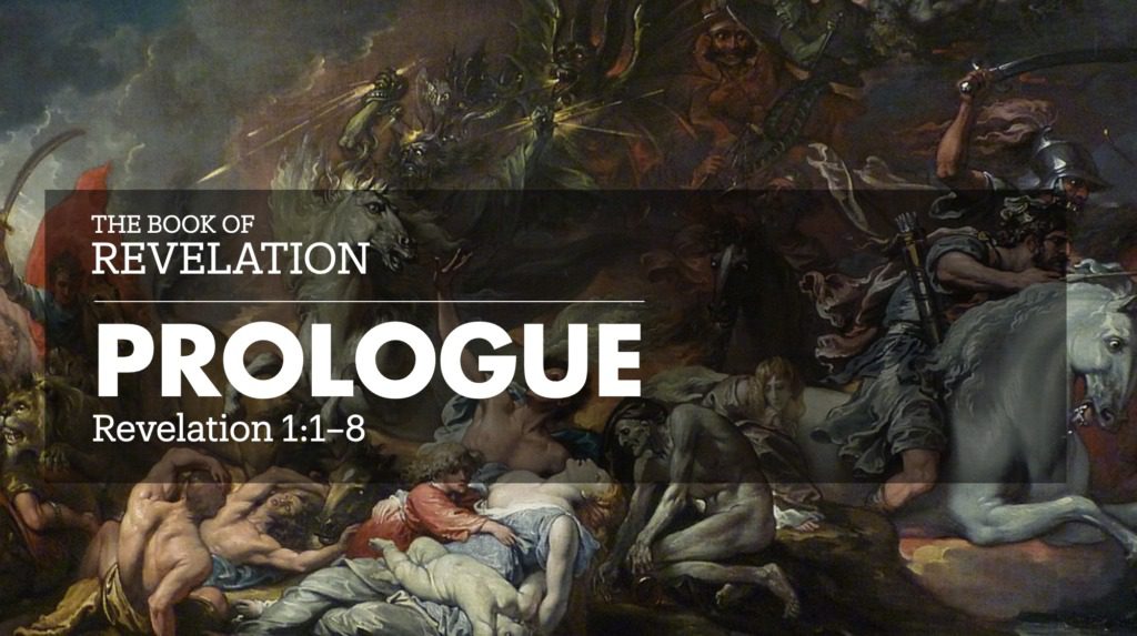 Revelation prologue, painting of apocalyptic scene.